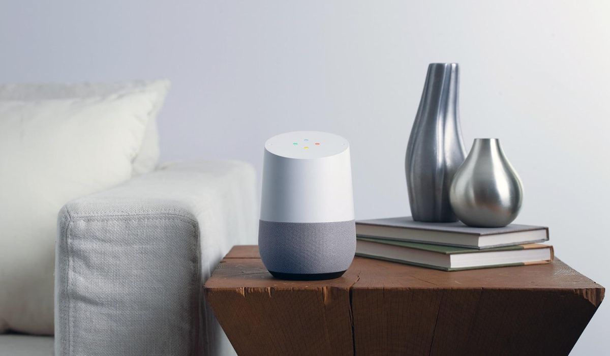 google assistant product sitting on side tables